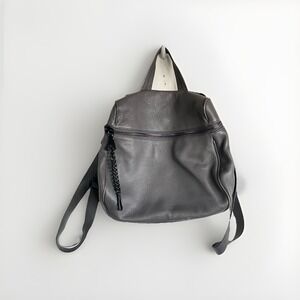 Aimee Kestenberg Gray Pebbled Leather Backpack Bag Purse